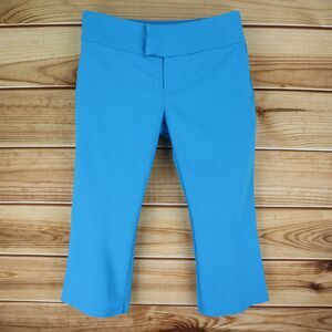 RAG Capri Pants Mid Rise Stretch Womens Sz 10 Blue Rayon Blend Slight Flared Leg